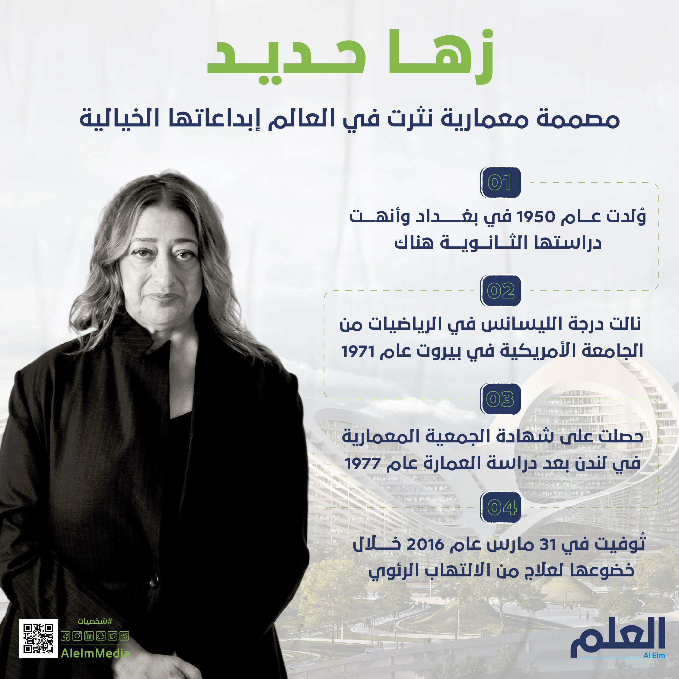 زها حديد.. مصممة معمارية نثرت في العالم إبداعاتها الخيالية - العلم